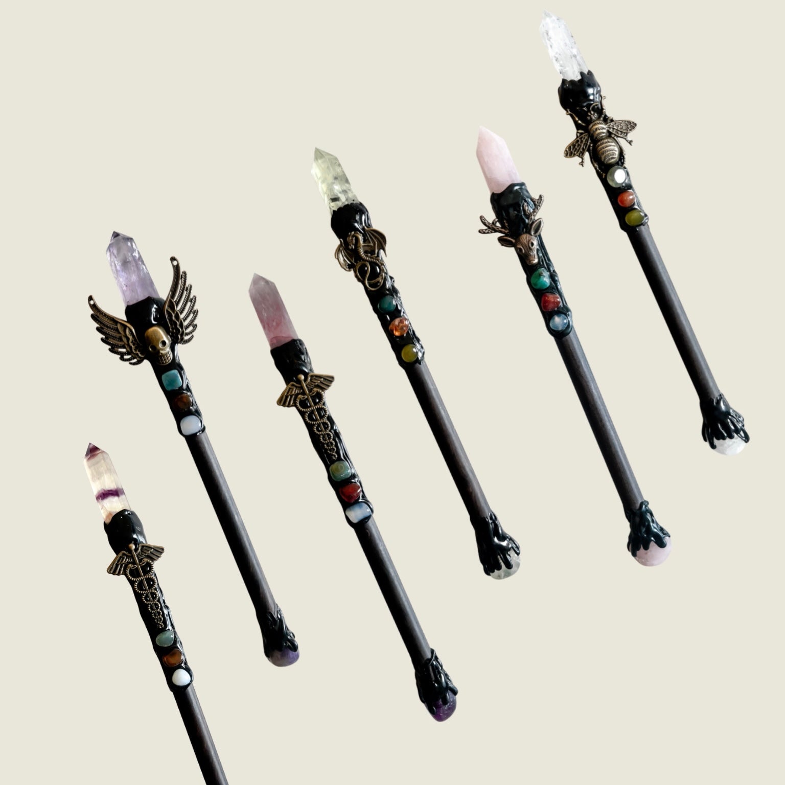 Natural Crystal Point Healing Wands - Elevate Your Spiritual Rituals with Citrine, Amethyst, Clear Quartz, Rose Quartz, and Fluorite
