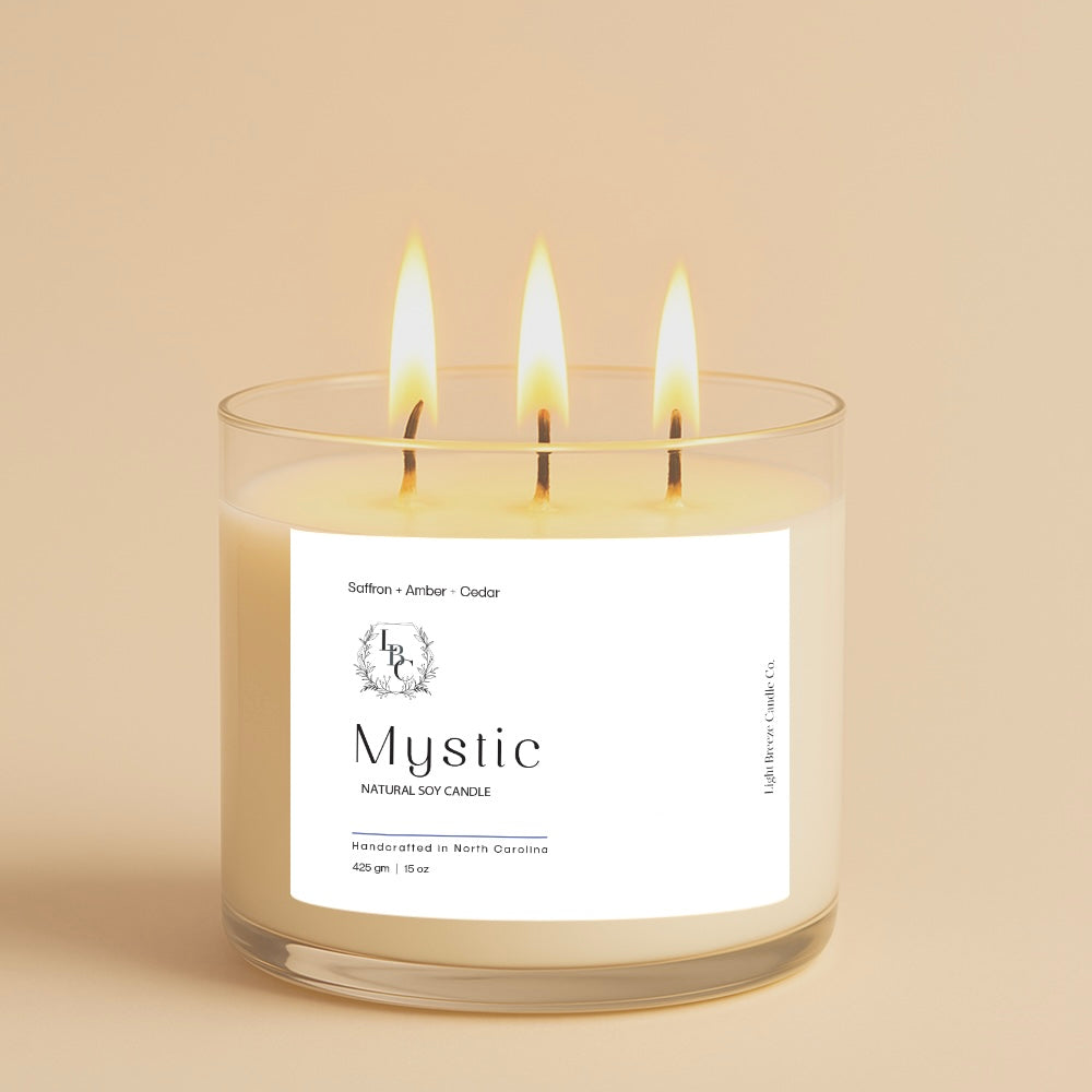 Mystic 15oz Candle - Enigmatic Saffron, Amber & Cedar Blend for Serenity and Contemplation