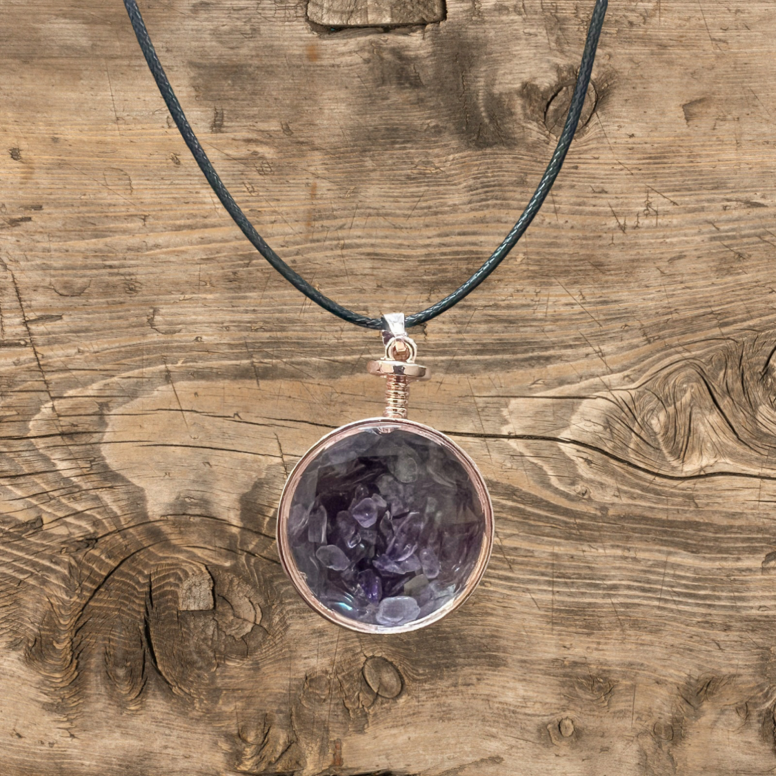 Natural Amethyst, Blue Turquoise, Obsidian, Clear Quartz, Tiger Eye, Lapis Lazuli, Round Wishing Bottle Crystal Pendant Necklace Jewelry for Healing & Style
