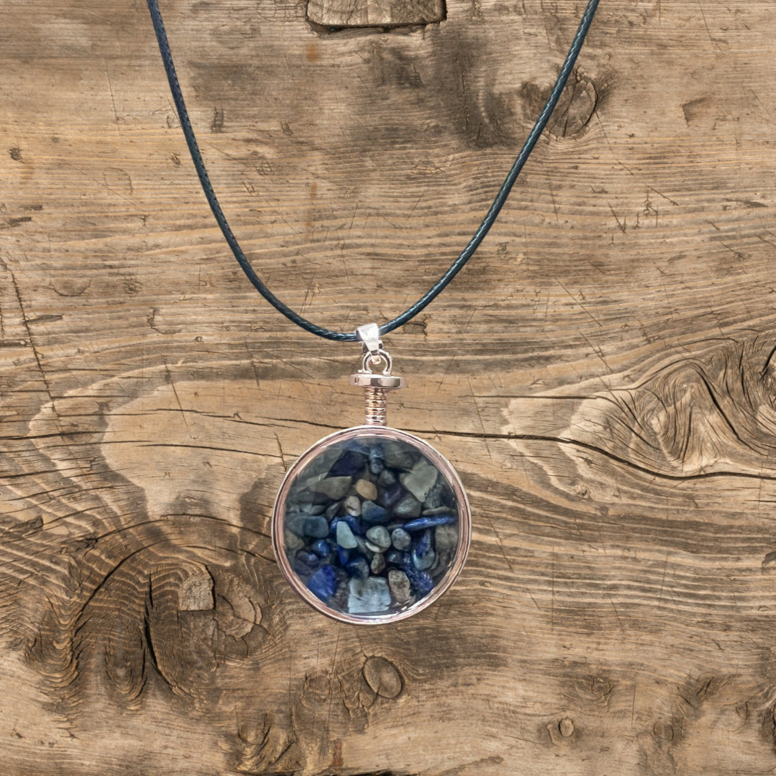 Natural Amethyst, Blue Turquoise, Obsidian, Clear Quartz, Tiger Eye, Lapis Lazuli, Round Wishing Bottle Crystal Pendant Necklace Jewelry for Healing & Style