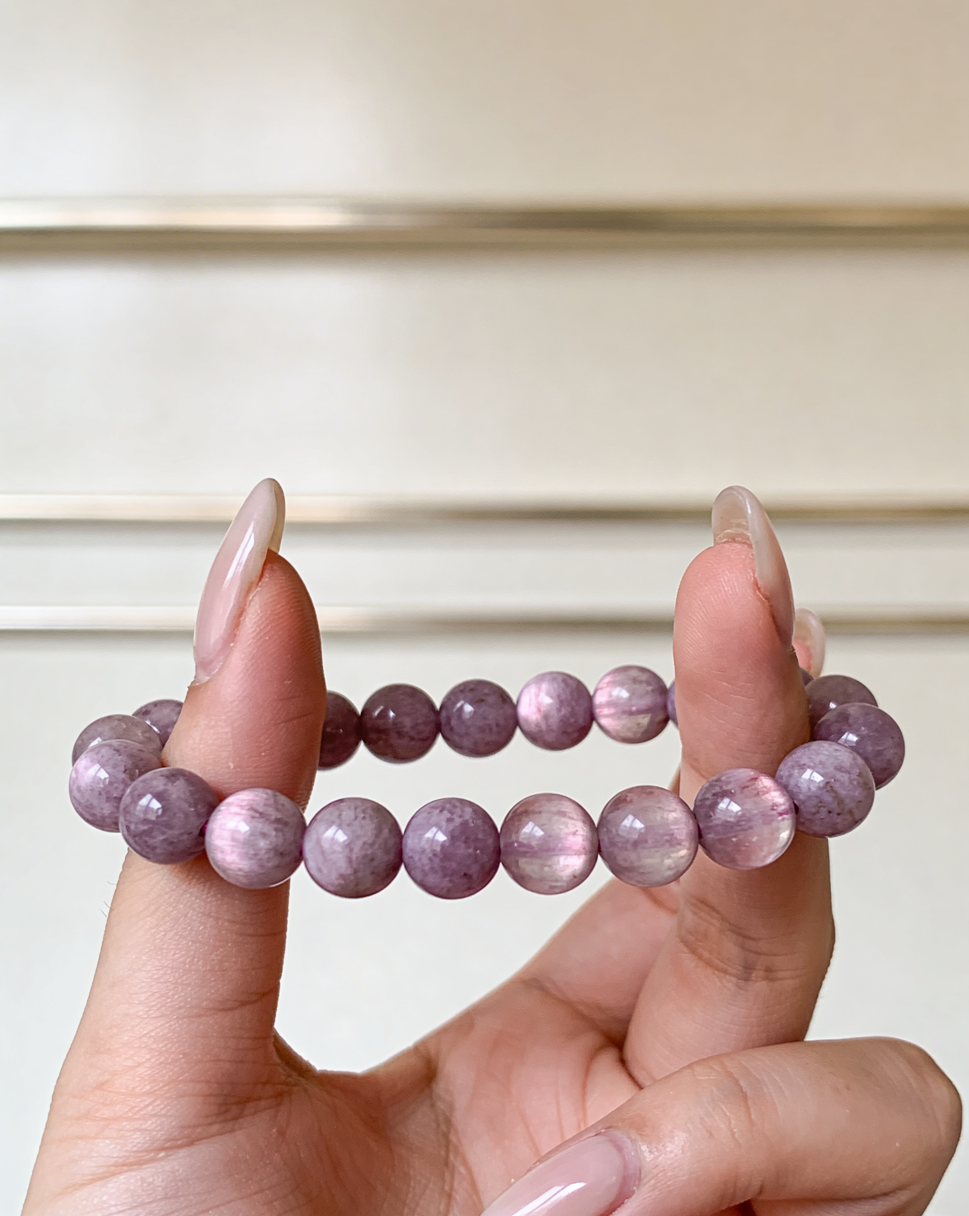 Natural Lepidolite Lilac Crystal Bracelet Emotional Balance & Calm