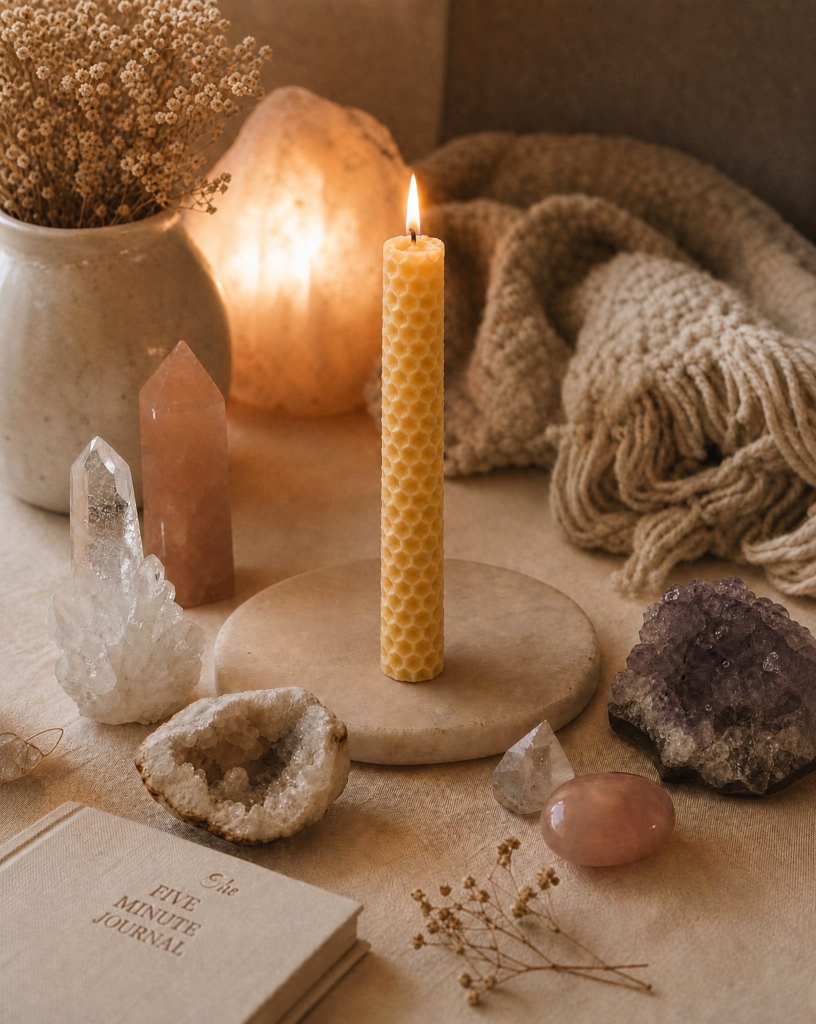 Local 100% Honeycomb Beeswax Taper Candles Handmade with Bee Pollen & Cotton Wick Unscented or Essential Oil Infused pack of two