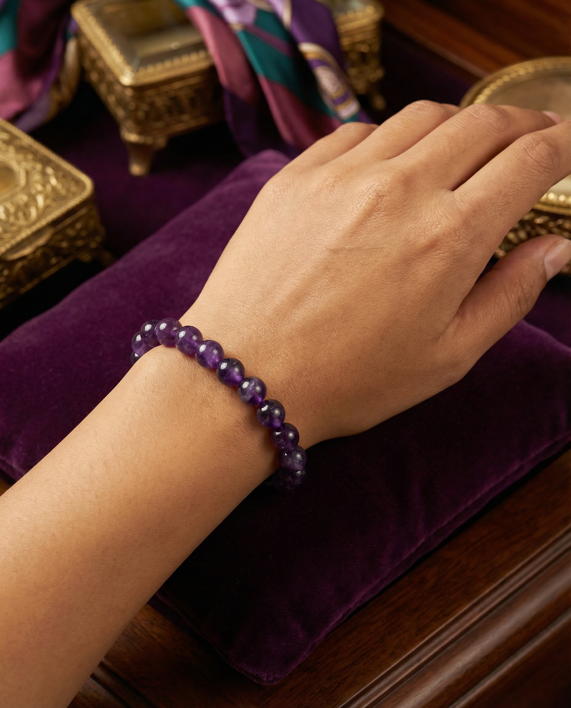 Natural Amethyst Bracelet Spiritual Growth & Protection