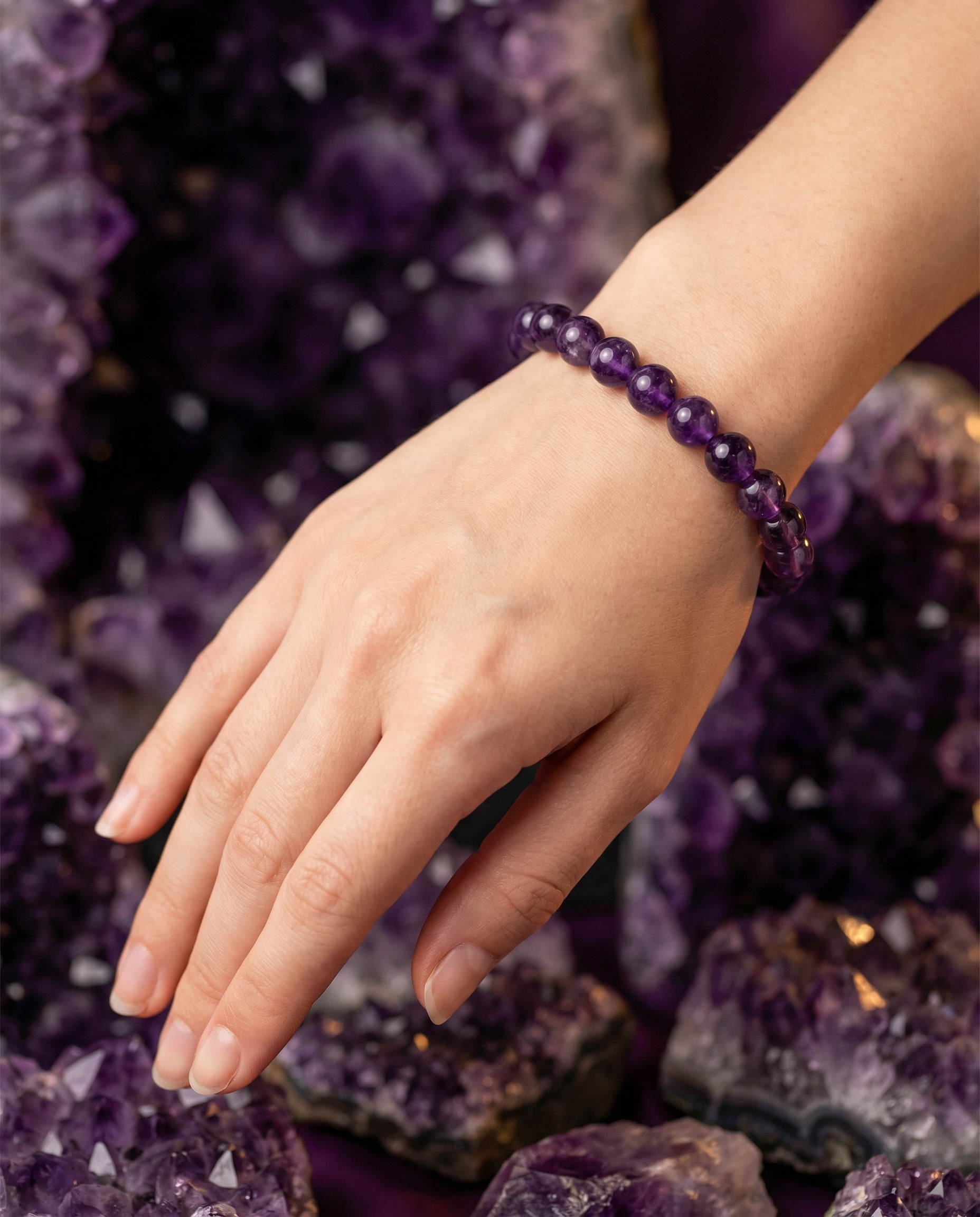 Natural Amethyst Bracelet Spiritual Growth & Protection