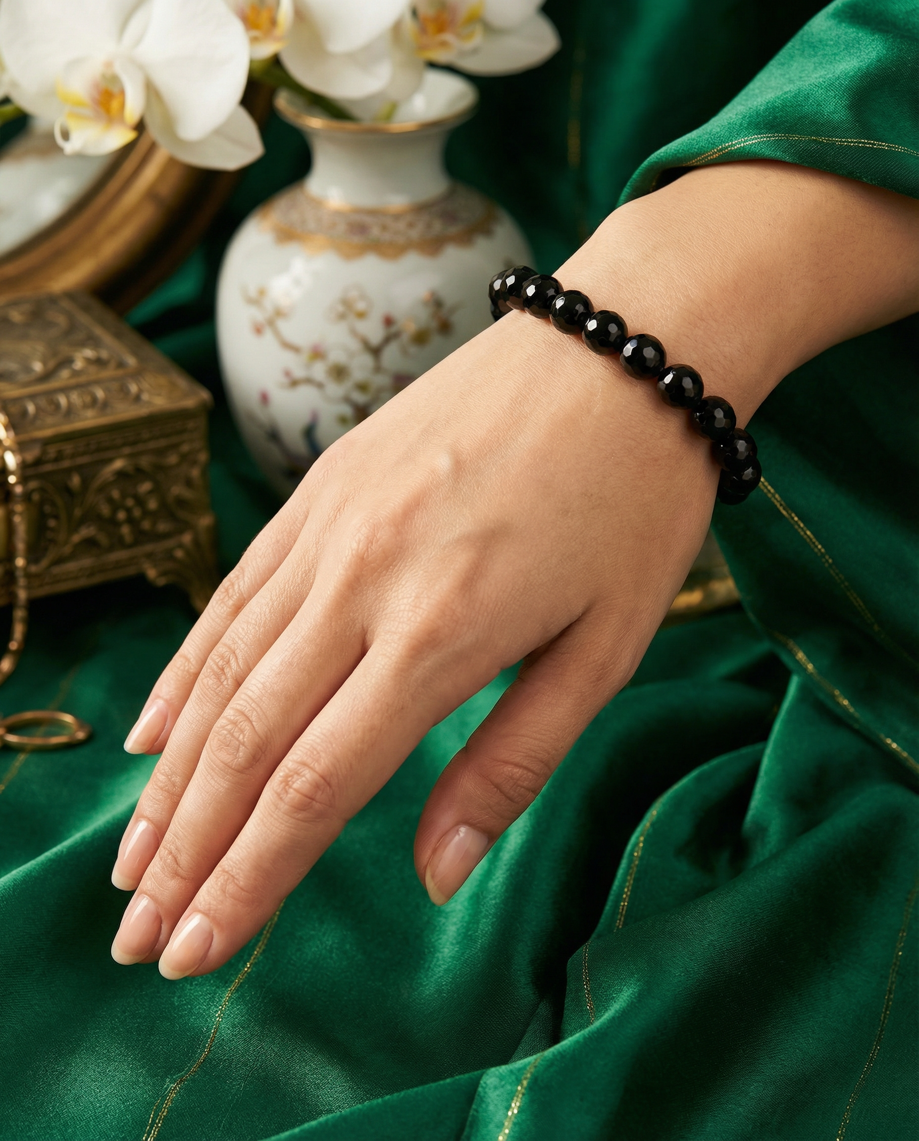 Natural Black Obsidian Crystal Bracelet Protection & Clarity