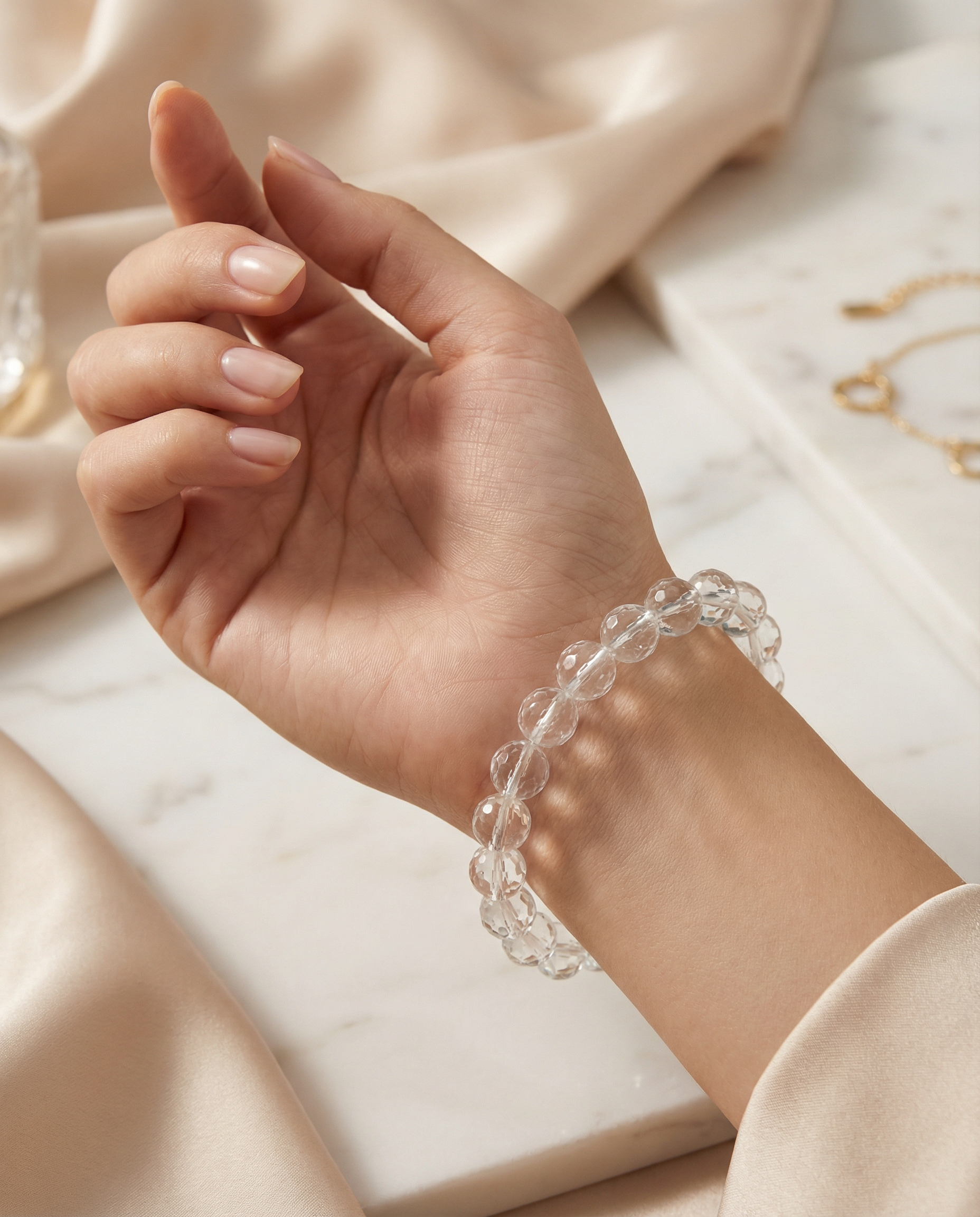 Natural Clear Quartz Crystal Bracelet Energy & Clarity
