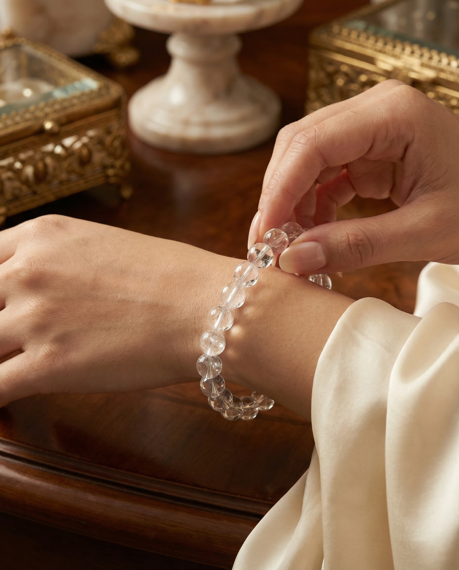 Natural Clear Quartz Crystal Bracelet Energy & Clarity