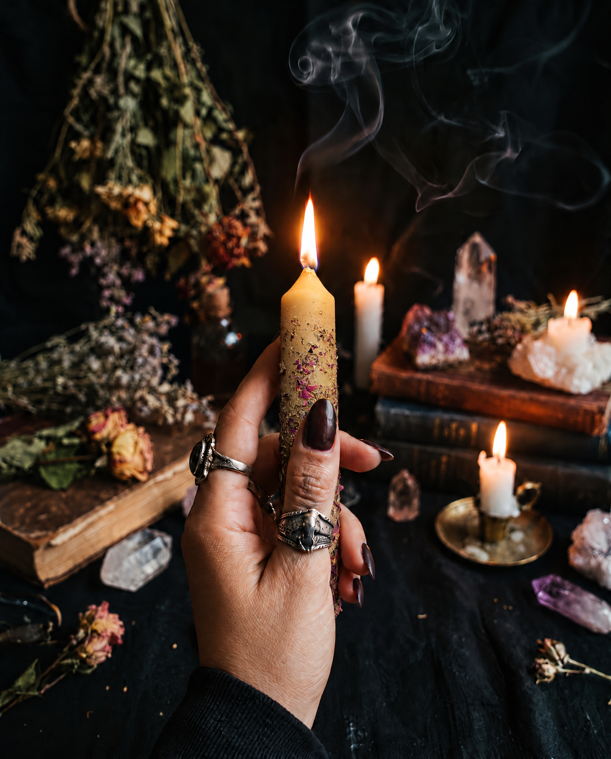 Clarity Beeswax 6-Inch Ritual Taper Candles – Handmade with Bee Pollen, Herbs & Essential Oils | Mental Clarity & Focus