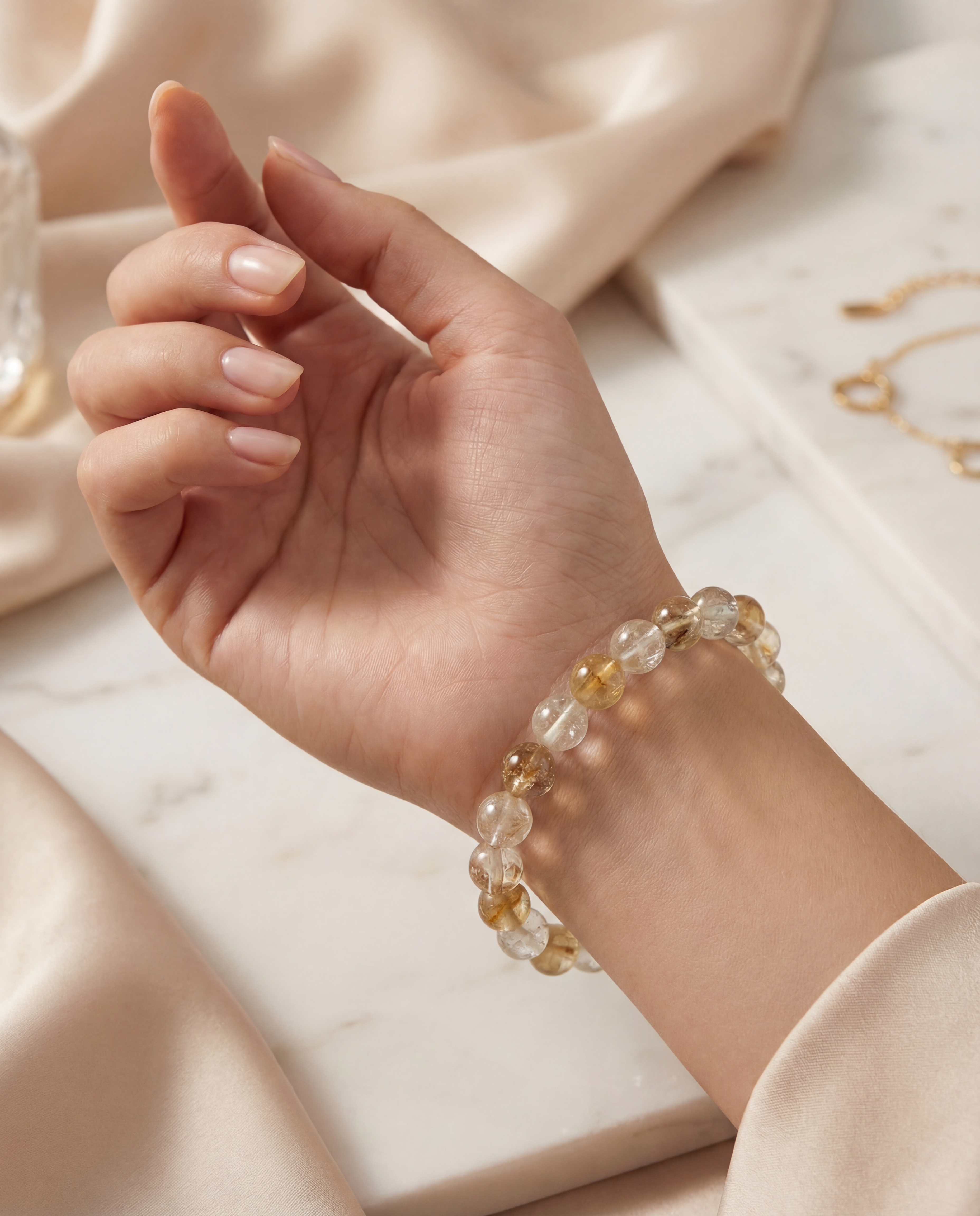 Natural 6mm Citrine Beaded Bracelet Abundance & Joy