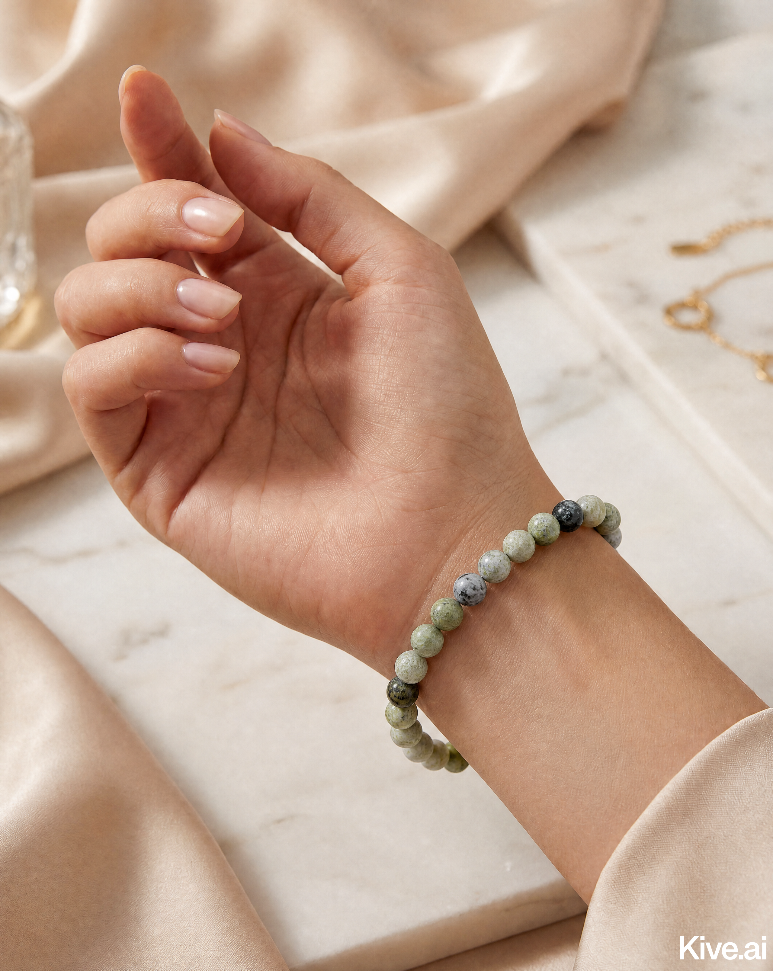 Natural Serpentine Bracelet 7-inch with 6mm Beads, Emotional Healing, Personal Growth and Chakra activation
