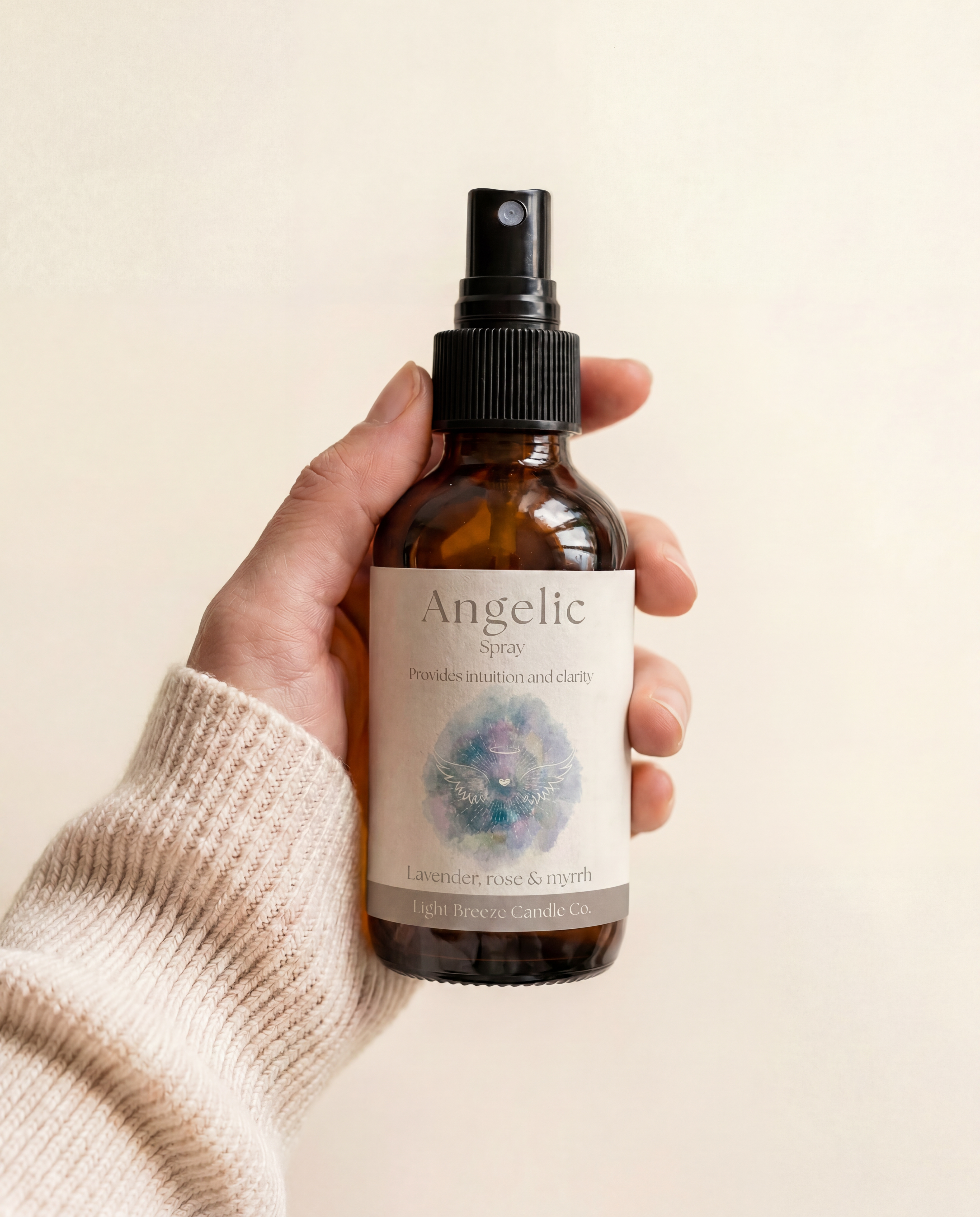 Angelic Smudge Spray Lavender, Rose & Myrrh Spiritual Mist for Peace, Comfort & Divine Connection