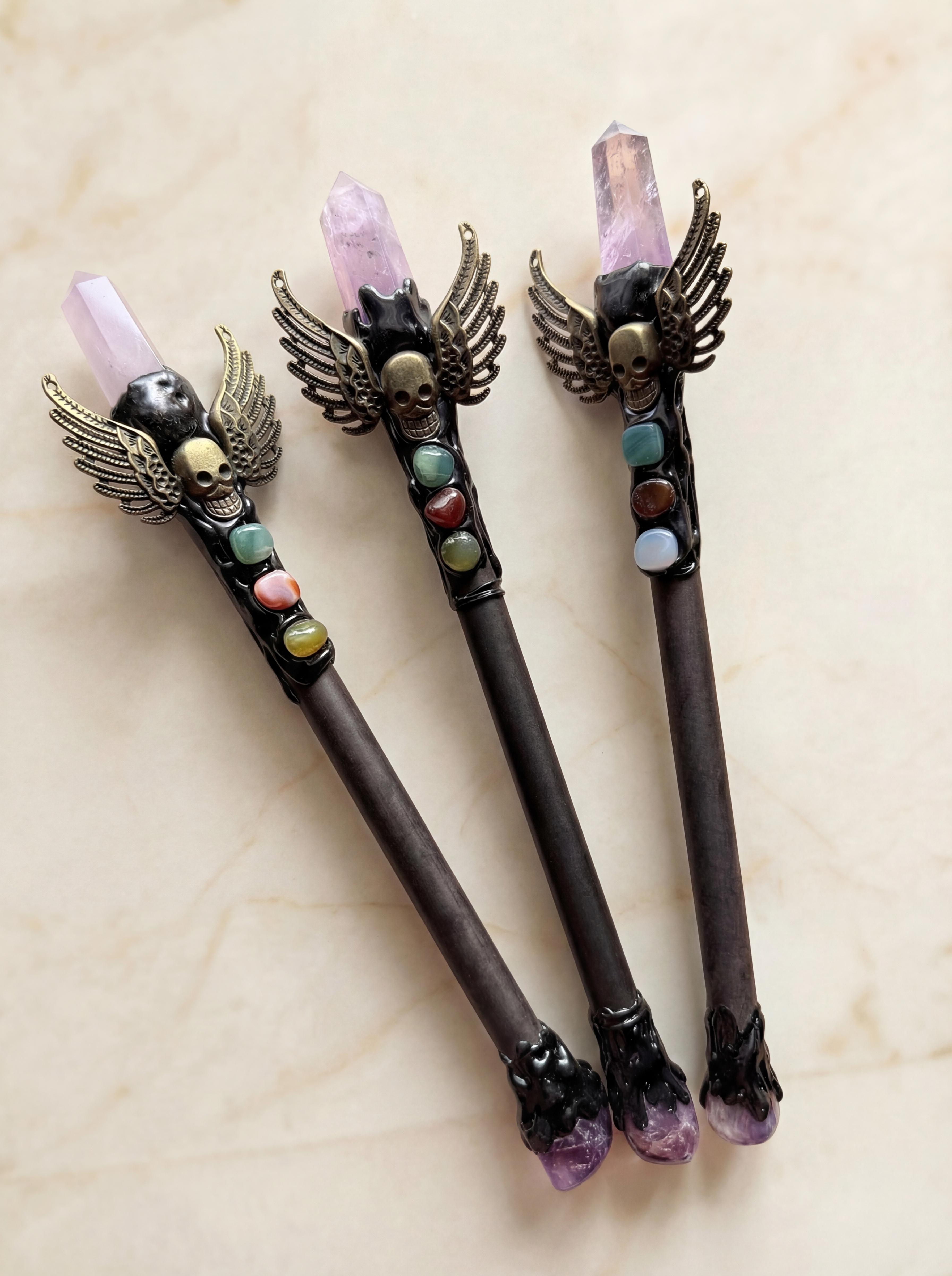 Natural Crystal Point Healing Wands - Elevate Your Spiritual Rituals with Citrine, Amethyst, Clear Quartz, Rose Quartz, and Fluorite