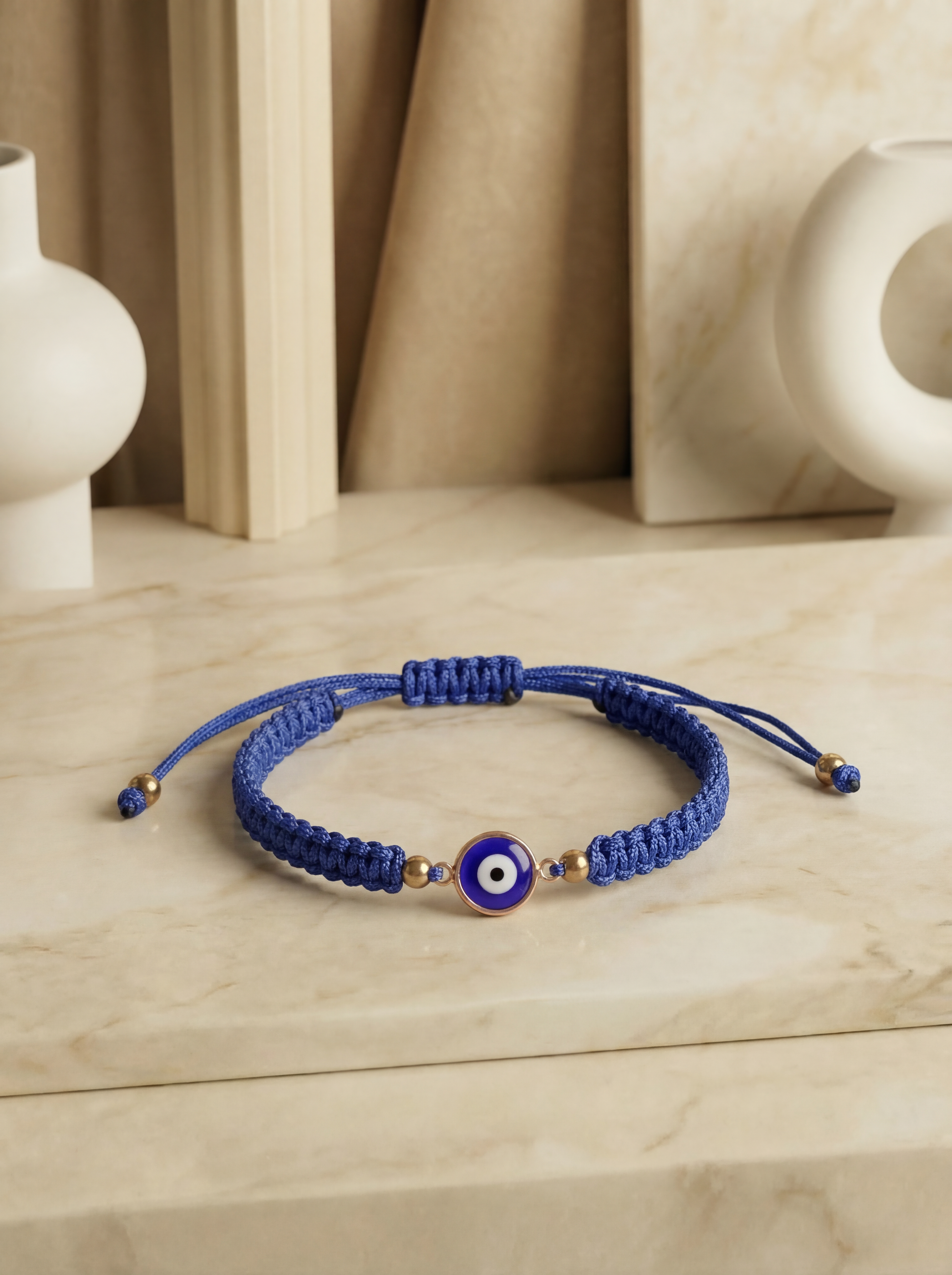 Hand Woven Evil Eye Bracelet Adjustable Amulet in Black, Red, and Blue Rope