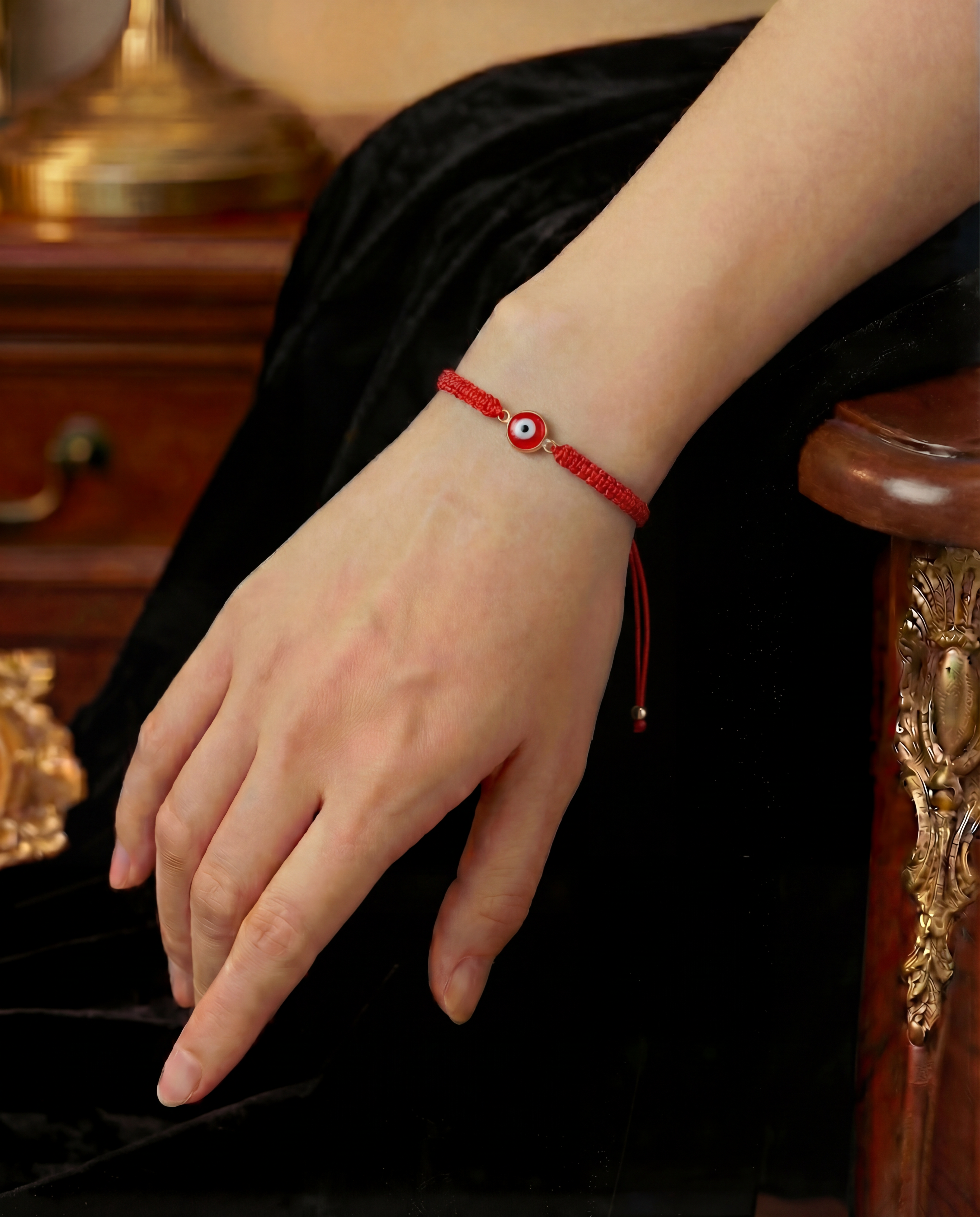 Hand Woven Evil Eye Bracelet Adjustable Amulet in Black, Red, and Blue Rope