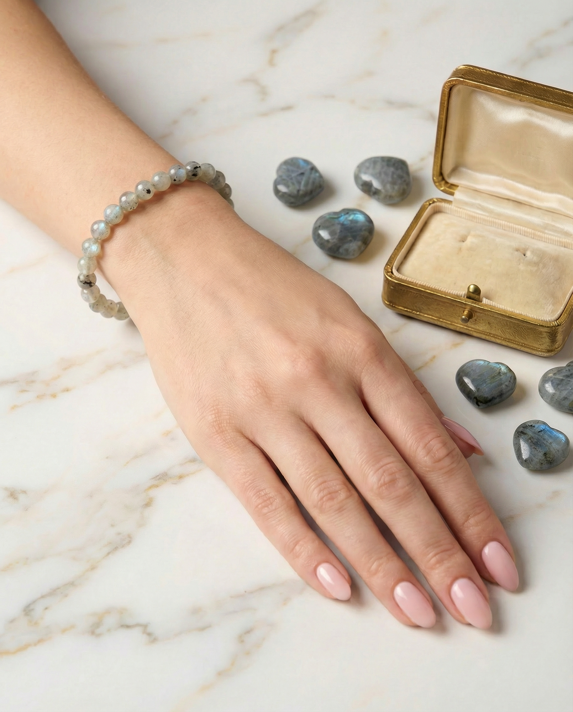 Labradorite Pocket Heart Amulet Handcrafted Gemstone for Protection and Emotional Balance