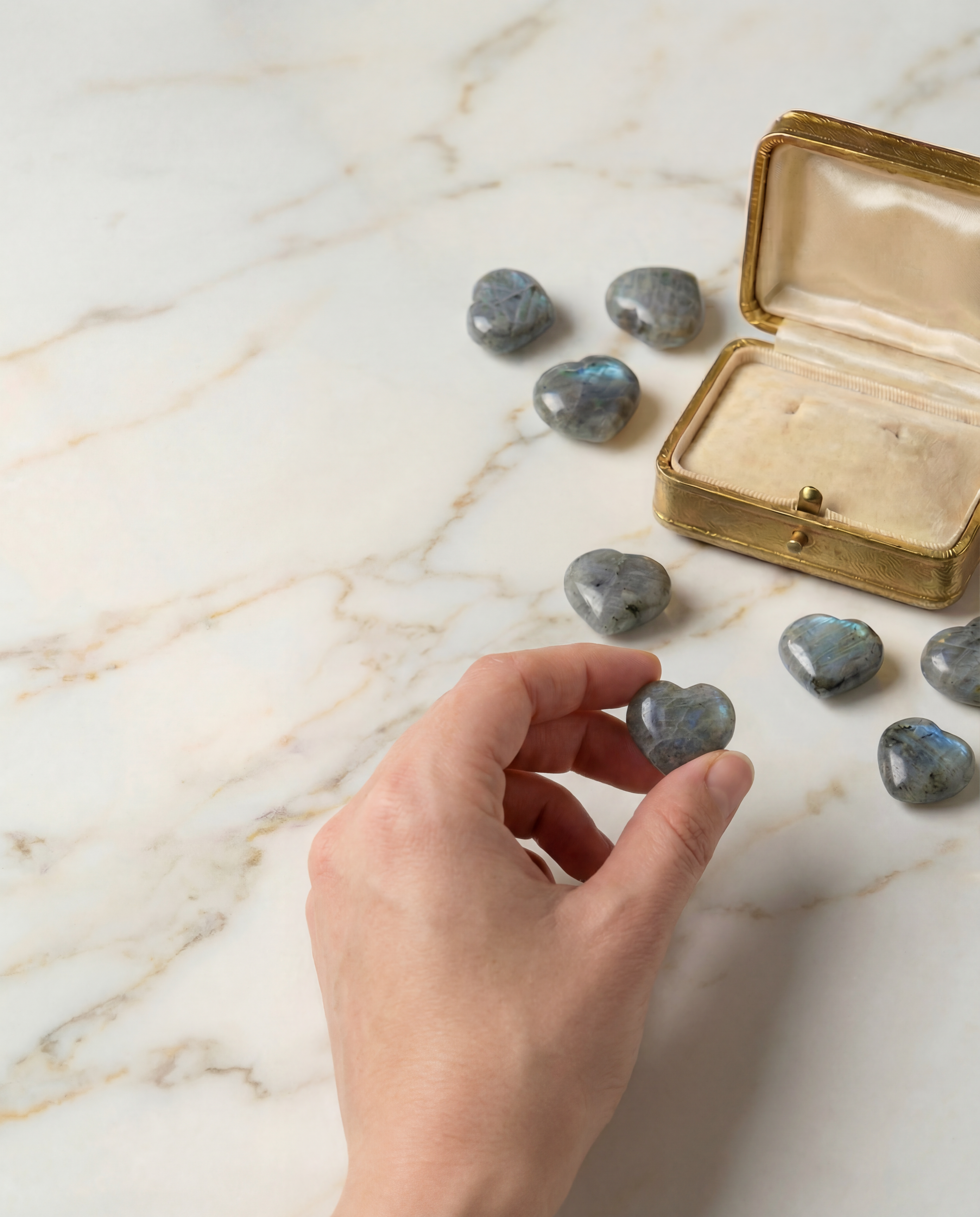 Labradorite Pocket Heart Amulet Handcrafted Gemstone for Protection and Emotional Balance