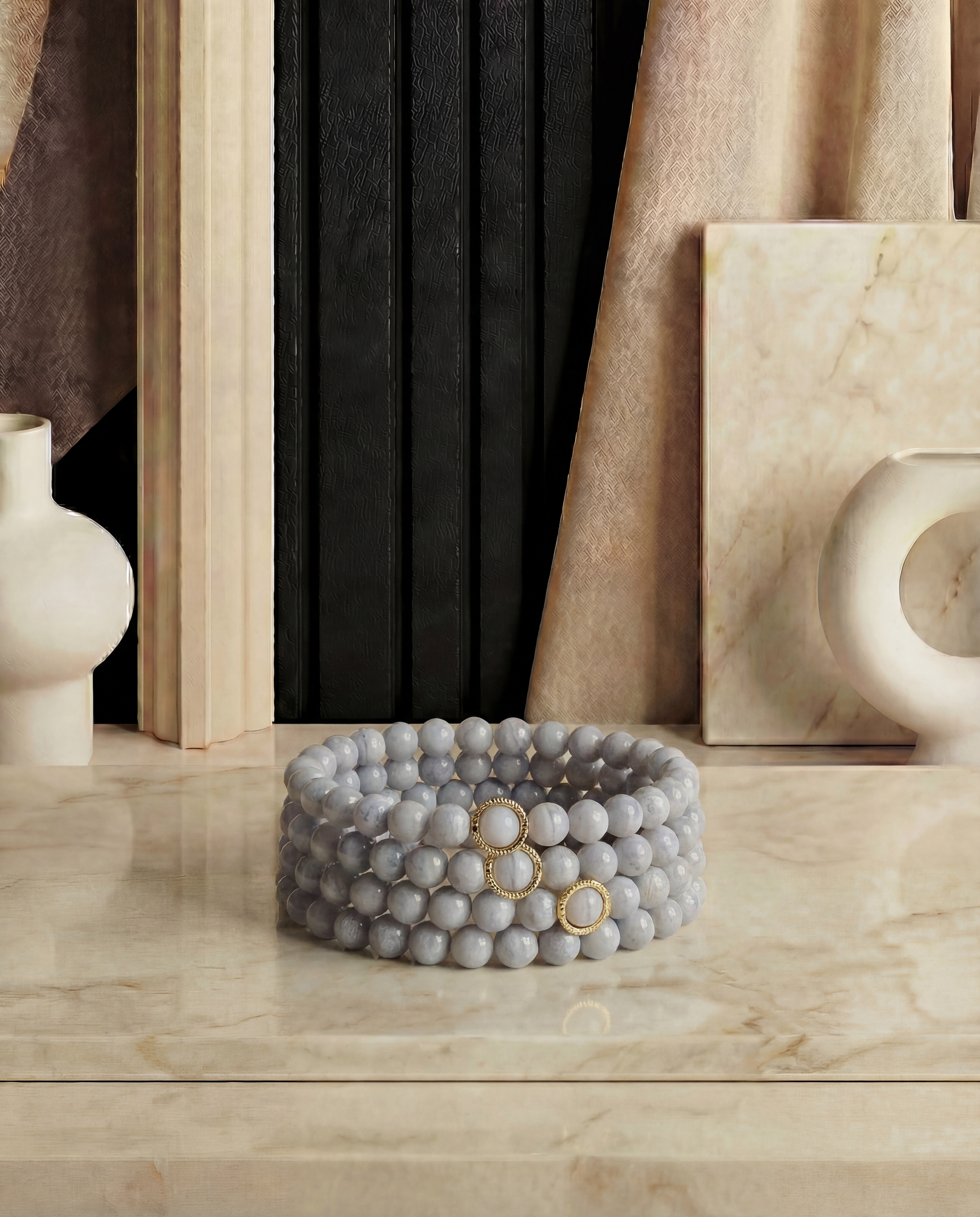 Natural Blue Lace Agate Crystal Bracelet Peace & Communication